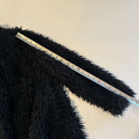 Volcom Stone Row Black Faux Fur Shaggy Jacket Size Small Long Sleeve Hooded Coat - Picture 10 of 10